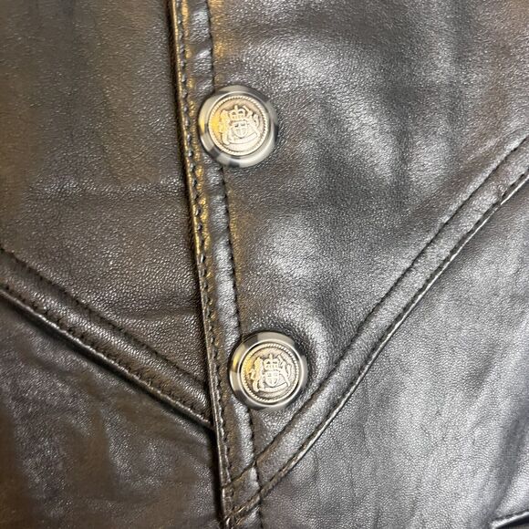 Metropolitan New York Vintage Black Leather Patchwork Button Front Vest medium - Picture 2 of 7